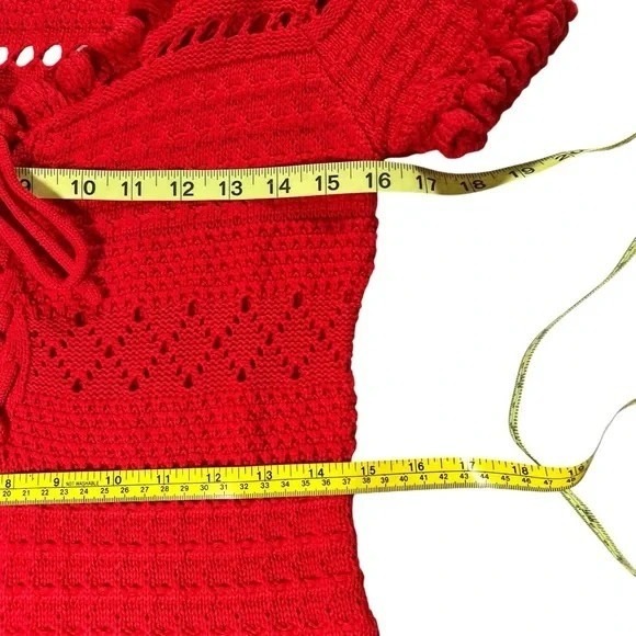 Kitri Leonie Crochet Knit Mini Dress Bodycon Size Large Red Bohemian Nwt Flirty — image 3 of 8